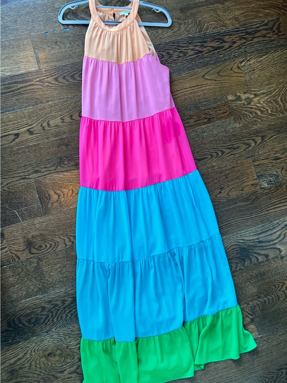 Jade Colorblock Tiered Maxi Skirt Dress - Peach, Pink, Fuchsia, Blue, Green
